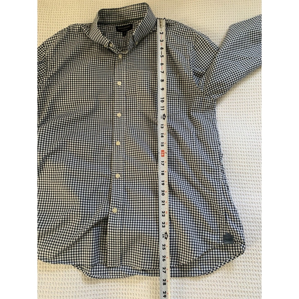 Banana Republic Shirt Men's Large L Untucked Fit White Blue Checked - Picture 7 of 11